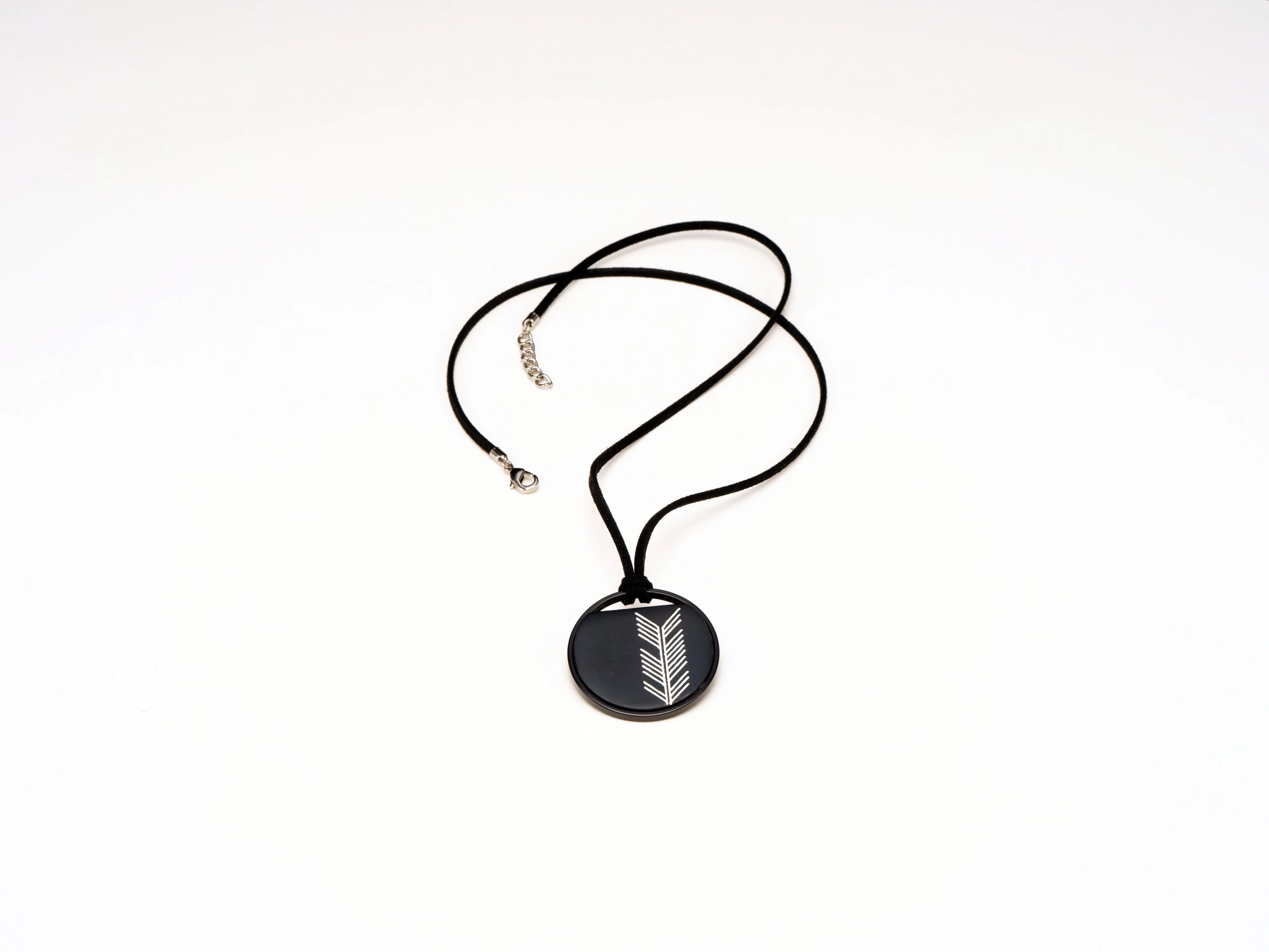 Bidri Feather Pendant Necklace
