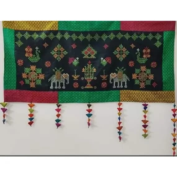 Kasuti Elephant & Peacock Banner