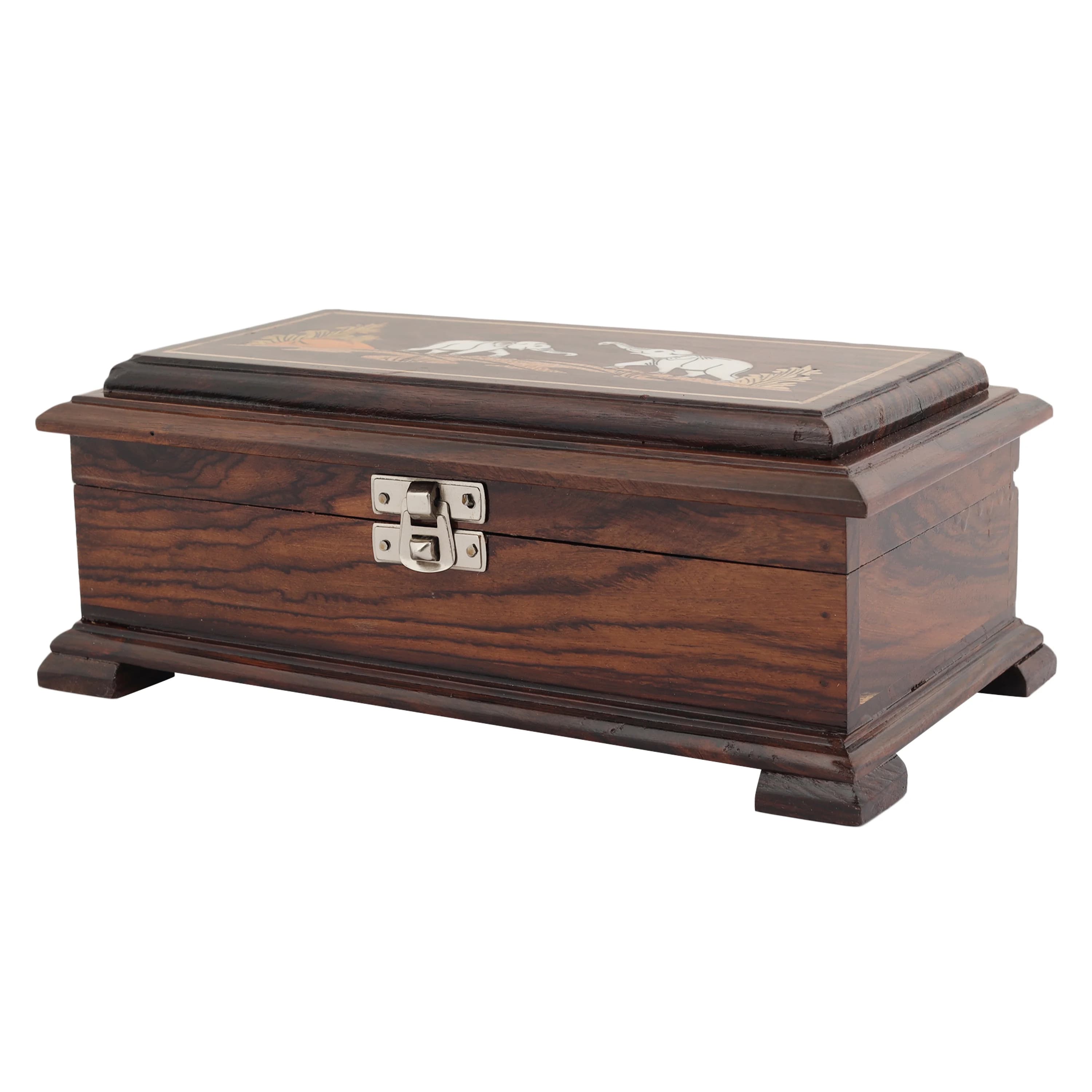 Rosewood Inlay — Elephant Jewellery Box