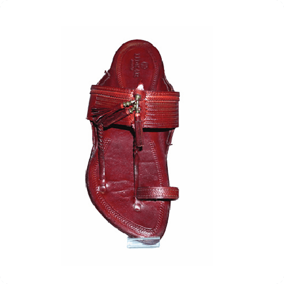 GI Registered Gents Red Juti Kolhapuri Chappal